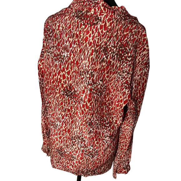 Women's Size 14 Jacqueline Ferrar 100% Silk Blouse Red Animal Print - Picture 7 of 7